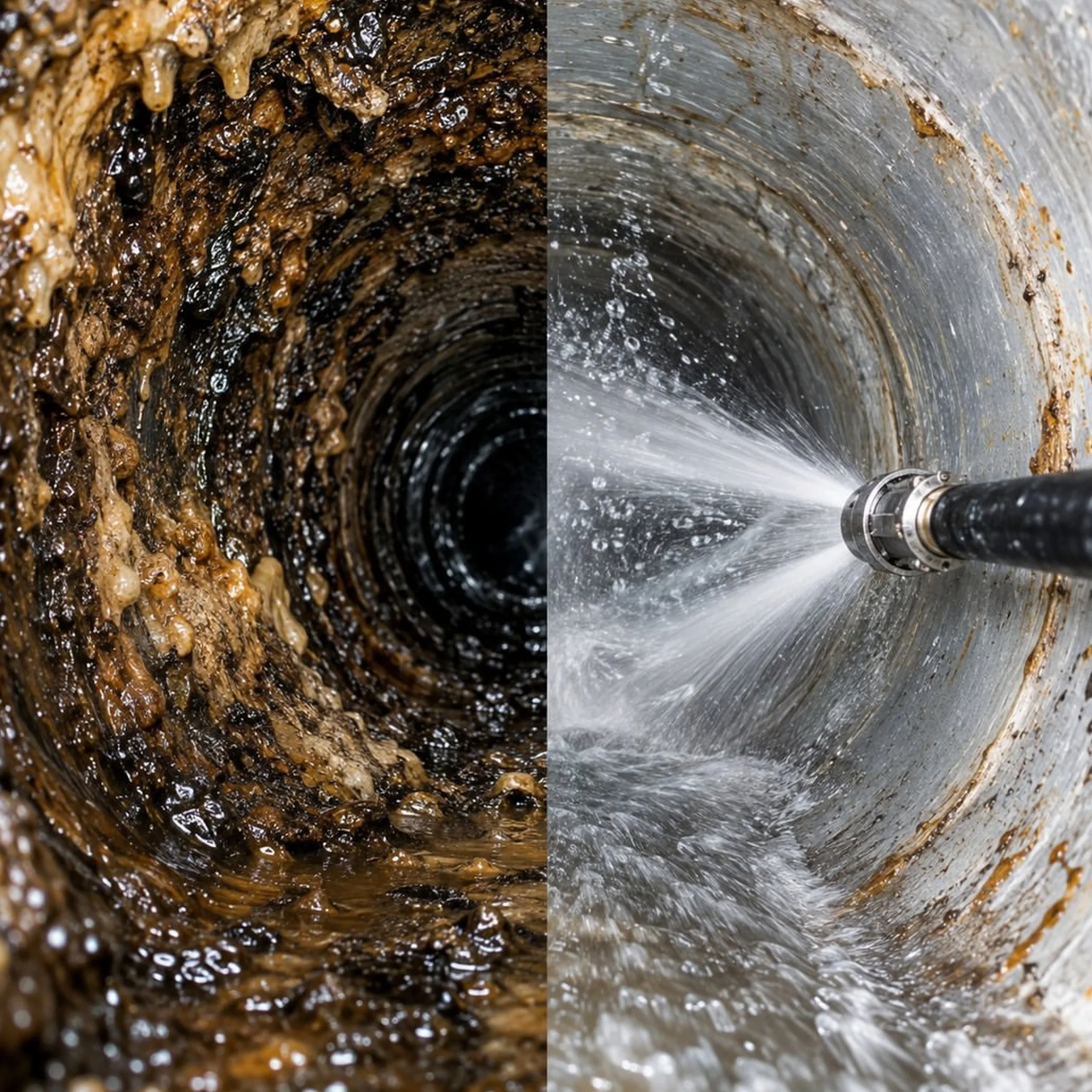 drain jetting removing buildup