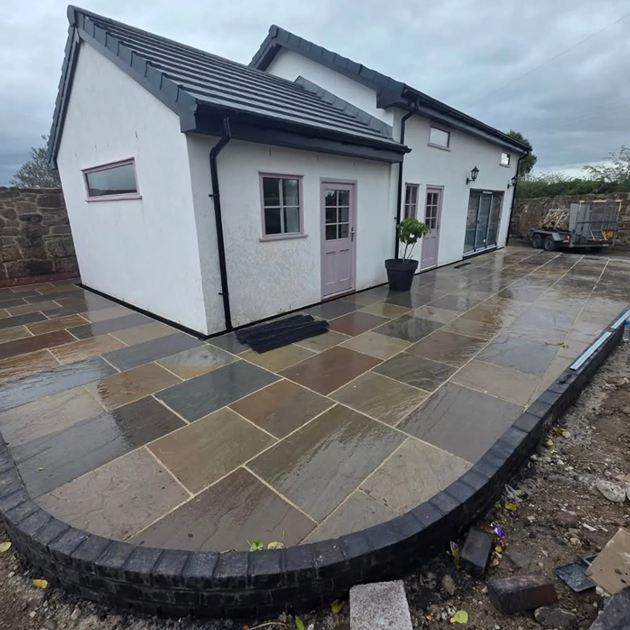 outdoor paving with drainage landscaping