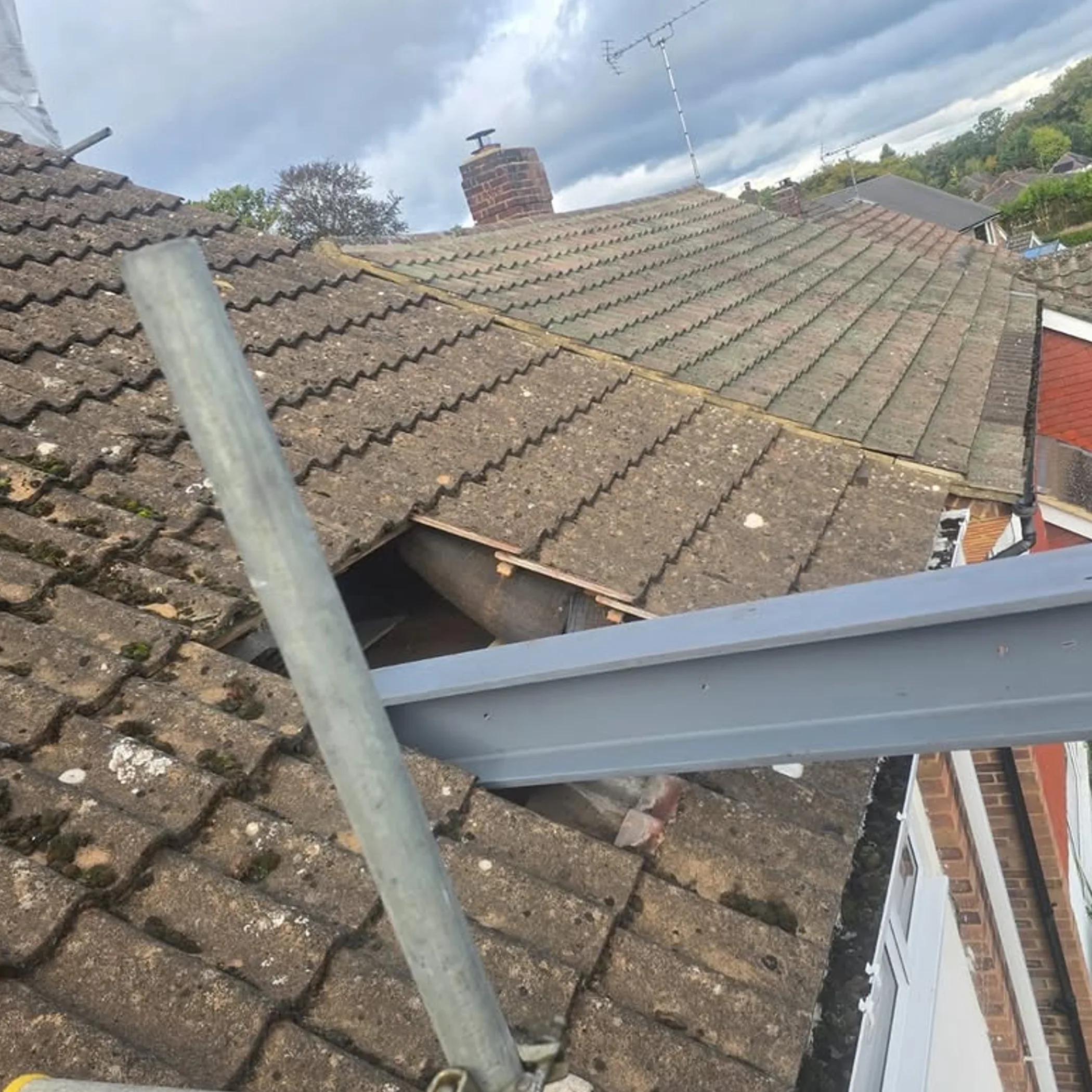 rooftop work with scaffolding and access