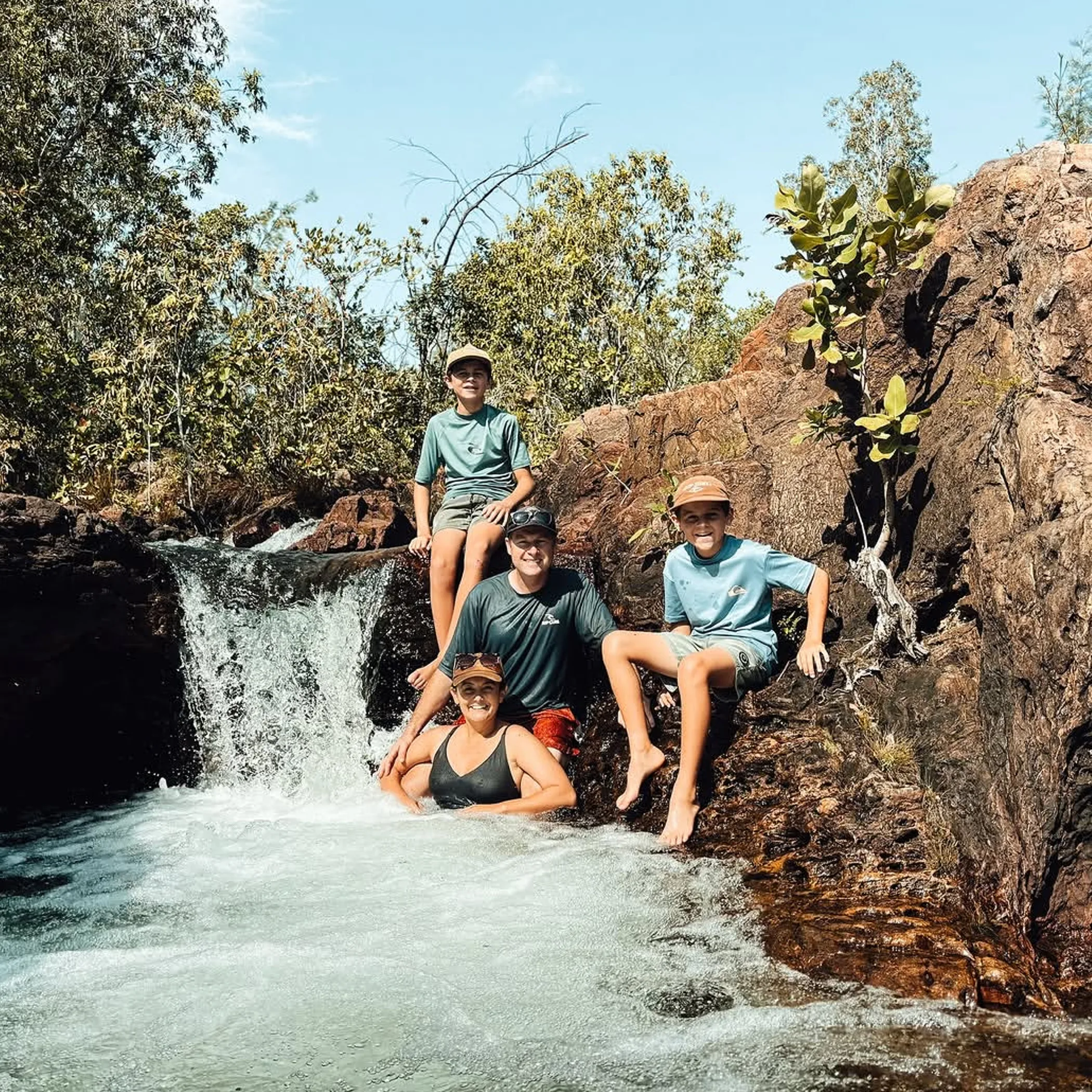 hiking and swimming at natural attraction